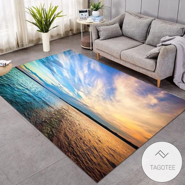 3D Printed Beautiful Ocean Sunset Rug Living Room Carpet