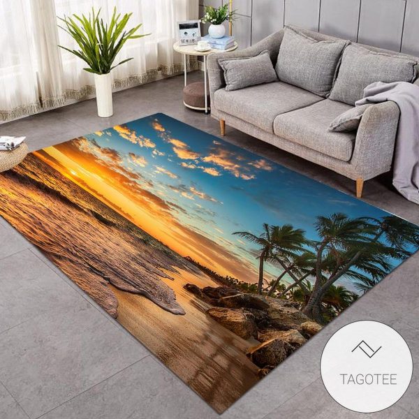 3D Printed Stunning Sunset At The Beach Rug Living Room Carpet