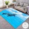 3D Printed Vivid Dolphins Over Water Surface Rug Living Room Carpet