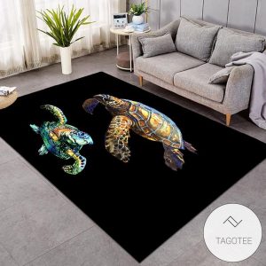 3D Turtles Print Rug Living Room Carpet