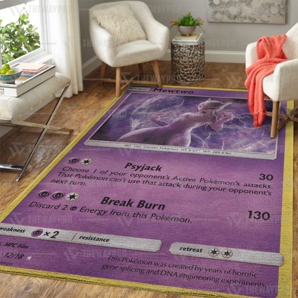 Anime Pokemon Detective Pikachu Rare Holo Mewtwo Rug