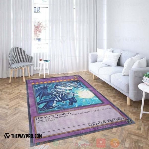 Anime Ygo Blue-Eyes Ultimate White Dragon Custom Rug