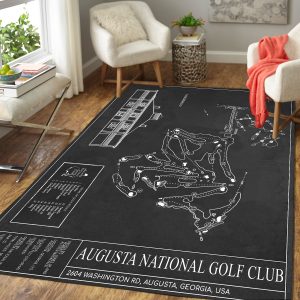 Augusta National Golf Club Usa Map Black Rug