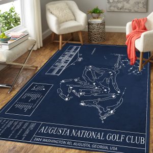 Augusta National Golf Club Usa Map Blue Rug