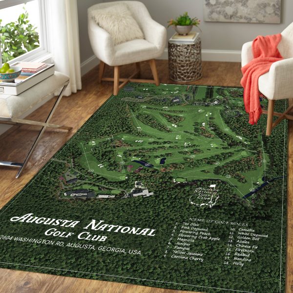 Augusta National Golf Club Usa Map Rug