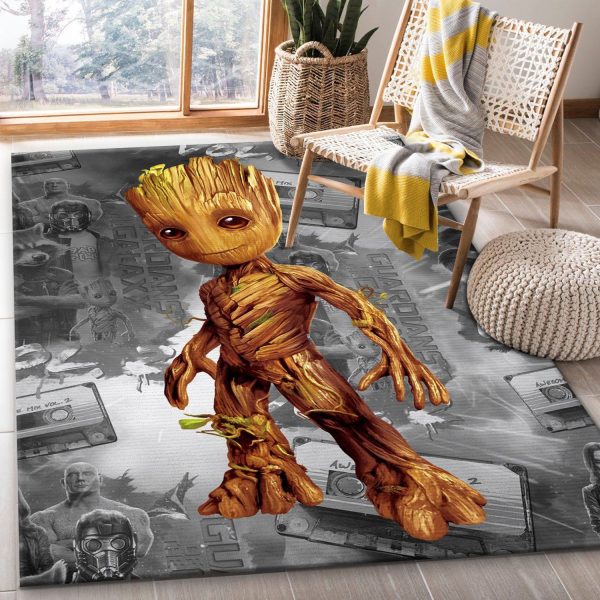 Baby Groot Movie Area Rug Living Room Rug Christmas Gift Us Decor