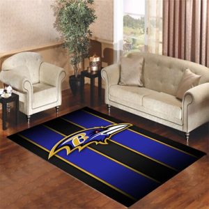 Baltimore Ravens Stripe Dark Blue Living Room Carpet Rugs