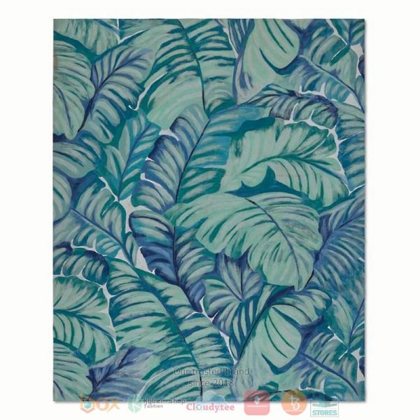 Banana Leaf Pattern Green Rug