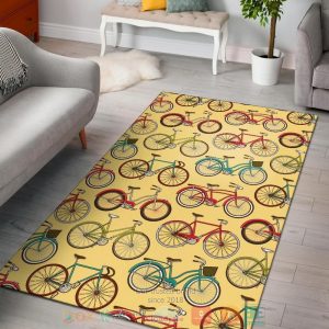 Bicycle Pattern Cream Color Rug