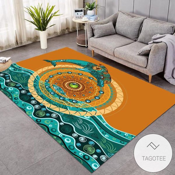 Blue Ocean Dolphin Bohemian Patterns Rug Living Room Carpet