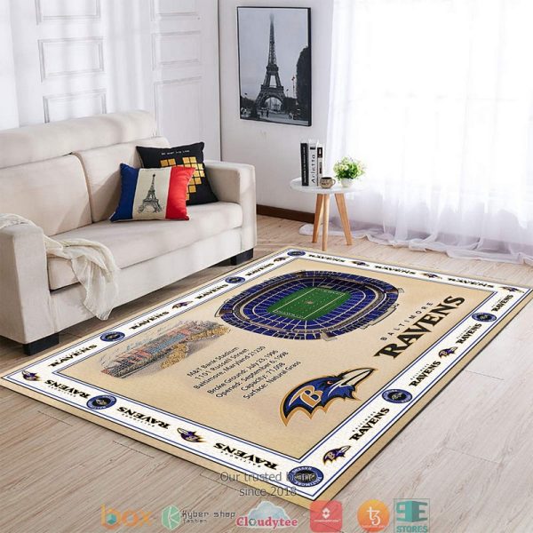 Bordered Baltimore Ravens Stadium Rug