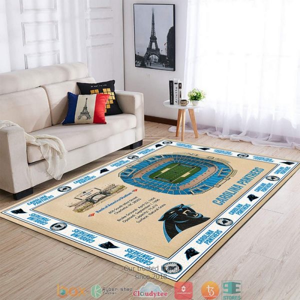 Bordered Carolina Panthers Stadium Rug