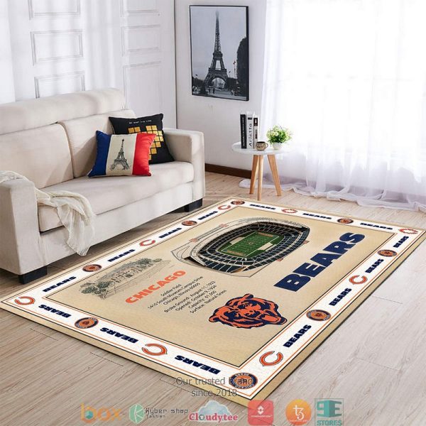 Bordered Chicago Bears Stadium Rug