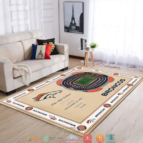 Bordered Denver Broncos Stadium Rug