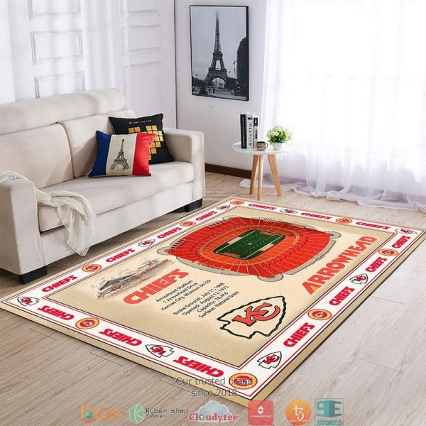 Bordered Kansas City Chiefs Stadium Rug