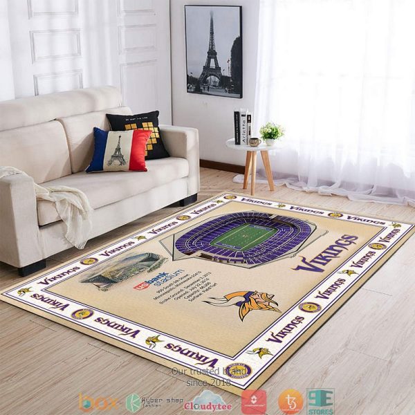 Bordered Minnesota Vikings Stadium Rug