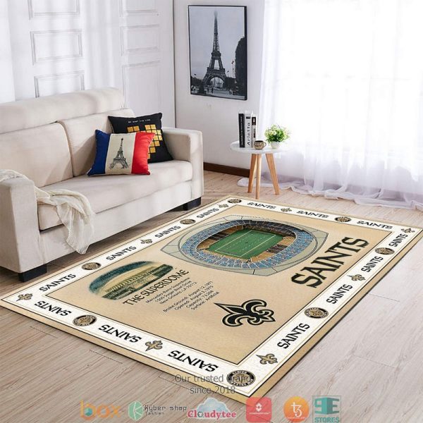 Bordered New Orleans Saints Stadium Rug