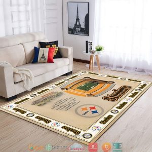 Bordered Pittsburgh Steelers Stadium Rug