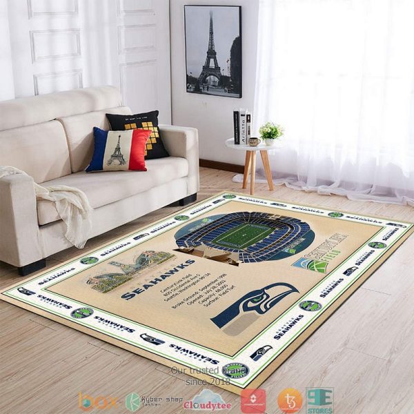 Bordered Seattle Seahawks Stadium Rug