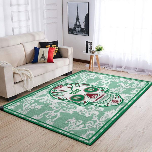 Boston Celtics Nba Team Logo Skull Flower Style Nice Gift Home Decor Rectangle Area Rug