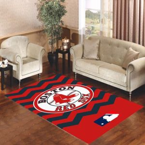 Boston Red Sox Chevron Pattern Living Room Carpet Rugs