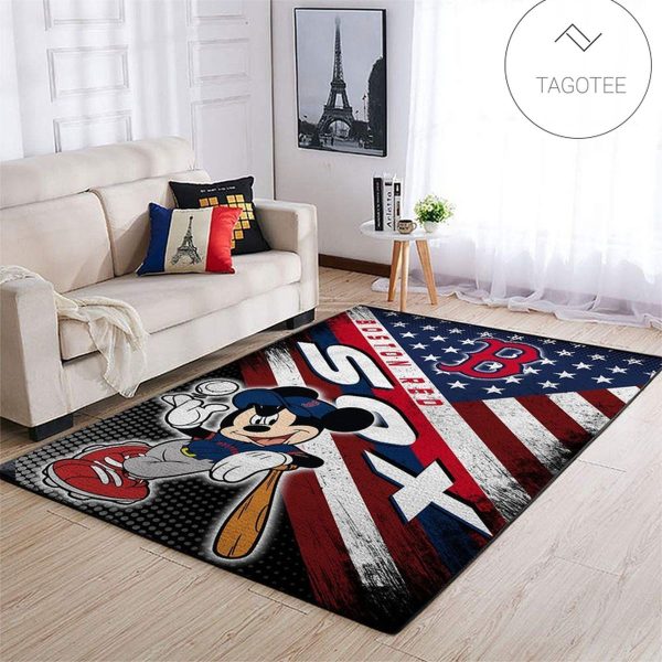 Boston Red Sox Mlb Team Logo Mickey Us Style Nice Gift Home Decor Rectangle Area Rug