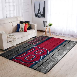 Boston Red Sox Mlb Team Logo Wooden Style Style Nice Gift Home Decor Rectangle Area Rug