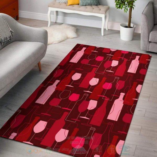 Botttle Red Wine Print Pattenr Inspired Rug