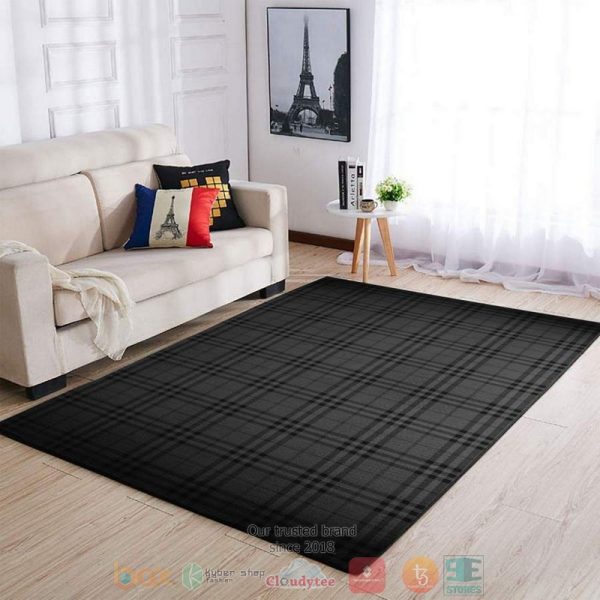 Burberry Black Plaid Pattern Rug