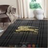 Burberry Brand Logo Black Plaid Pattern Rug