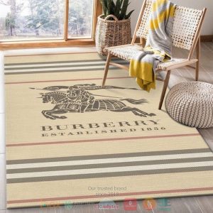 Burberry Brand Logo Established 1856 Khaki Pattern Rug