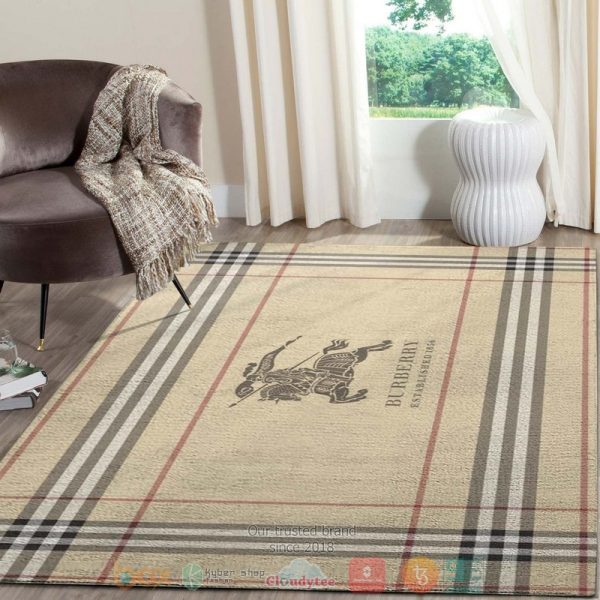 Burberry Established 1856 Khaki Plaid Pattern Rug