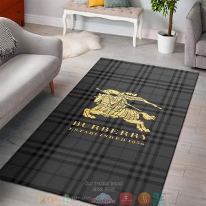 Burberry Gold Logo Caro Black Rug Carpet