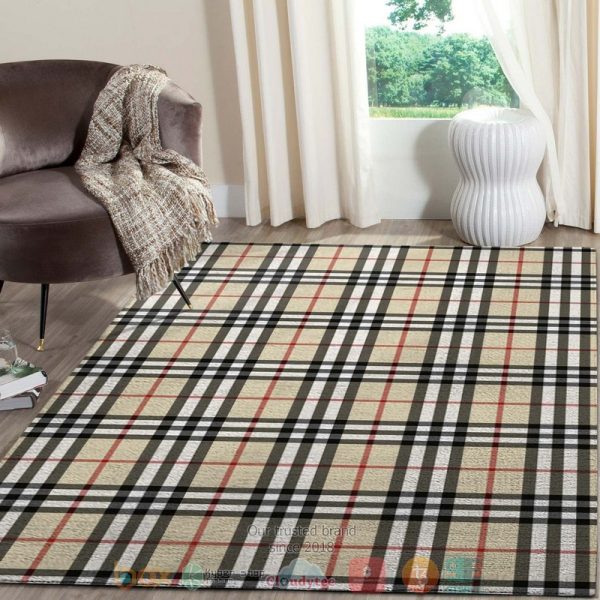 Burberry Khaki Plaid Pattern Rug