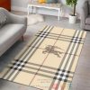 Burberry Logo Khaki Plaid Pattern Rug