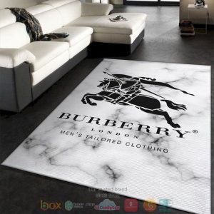 Burberry London Men’S Tailored Clothing White Marble Pattern Rug