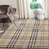 Burberry Luxury Brand Khaki Plaid Pattern Rug