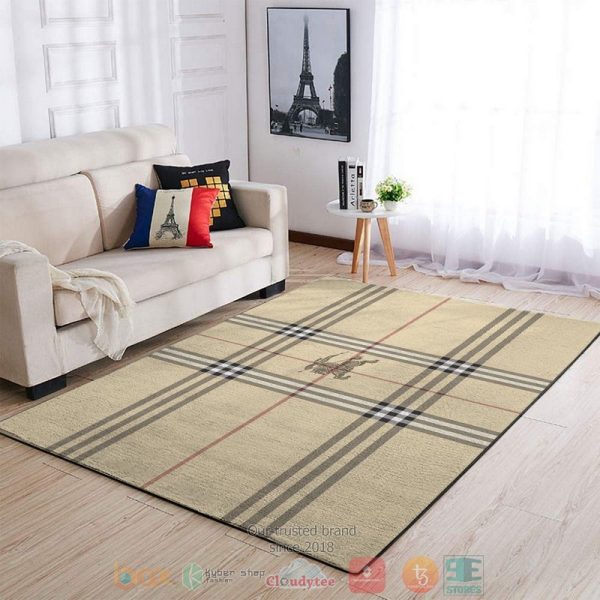 Burberry Luxury Brand Logo Khaki Rug