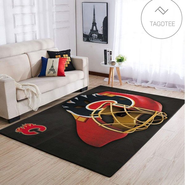 Calgary Flames Nhl Team Logo Mask Style Nice Gift Home Decor Rectangle Area Rug