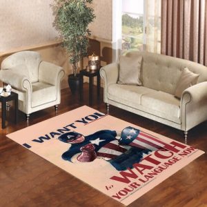 Captain America Watch Your Language Living Room Carpet Rugs