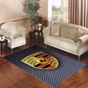 Carbon Porsche Logo Living Room Carpet Rugs