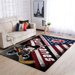 Carolina Hurricanes Nhl Team Logo Mickey Us Style Nice Gift Home Decor Rectangle Area Rug