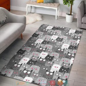 Cat Pattern Grey Rug Carpet