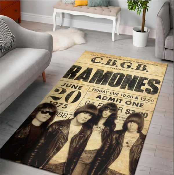 Cbgb Ramones Poster Area Rug Rugs For Living Room Rug Home Decor