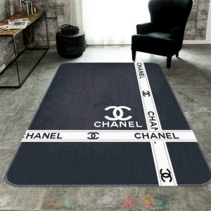 Chanel Brand Logo Grey Rectangle Rug