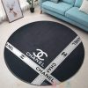 Chanel Brand Logo Grey Round Rug