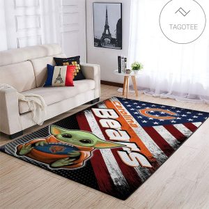 Chicago Bears Nfl Team Logo Baby Yoda Us Style Nice Gift Home Decor Rectangle Area Rug