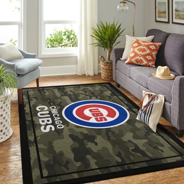 Chicago Cubs Mlb Team Logo Camo Style Nice Gift Home Decor Rectangle Area Rug