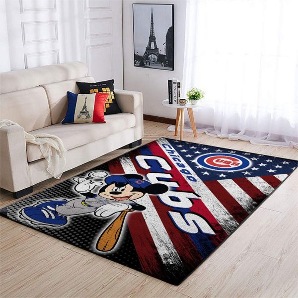 Chicago Cubs Mlb Team Logo Mickey Us Style Nice Gift Home Decor Rectangle Area Rug