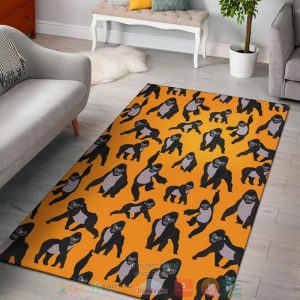 Chimpanzee Pattern Orange Rug